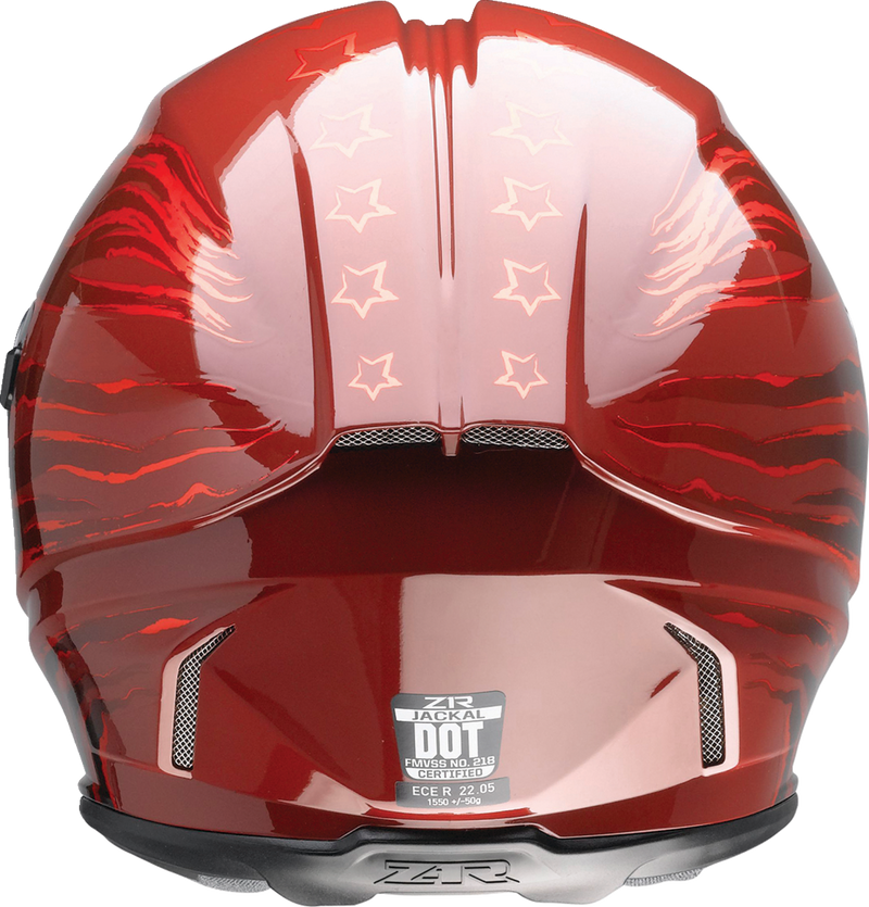 Z1R, Z1R Jackal Helmet Patriot Red Medium - Aerodynamic Shell with Anti-Fog Shield and Sun Visor