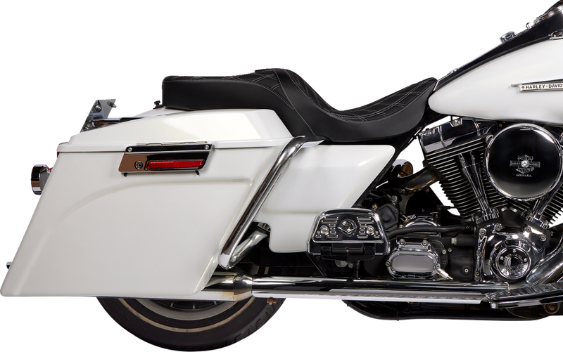 DRAG SPECIALTIES SEATS, Drag Specialties Seats Freedom Seat for FLH 1997-2007 with Vinyl Cover and Double Diamond Silver Stitch - Part 08011506-4676C
