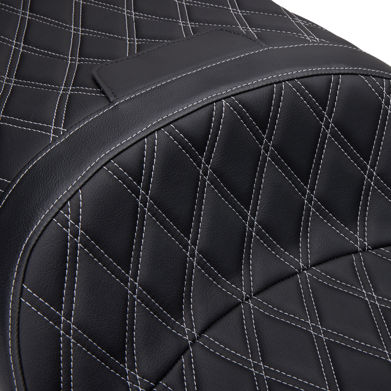 DRAG SPECIALTIES SEATS, Drag Specialties Seats Freedom Seat for FLH 1997-2007 with Vinyl Cover and Double Diamond Silver Stitch - Part 08011506-4676C