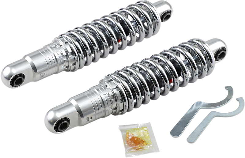 DRAG SPECIALTIES SHOCKS, Drag Specialties C16-0156H Premium Ride-Height Adjustable Shocks - 12 inch Heavy Duty Chrome