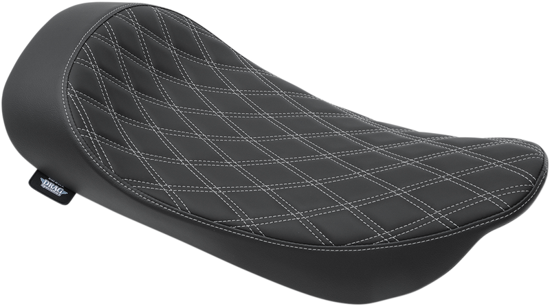 DRAG SPECIALTIES SEATS, DRAG SPECIALTIES SEATS Low Solo Seat - Double Diamond Silver Stitch for Harley FLHR/FLHX '99-'07 (Part #0801-1156)