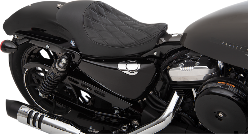 DRAG SPECIALTIES SEATS, Drag Specialties Seats 3/4 Solo Seat - Double Diamond Black with Black Stitching for XL 2004-2022 | Part #0804-0744