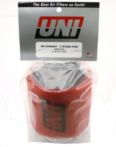 Uni Dual Layer Pod Air Filter: 44mm Angled Clamp-On