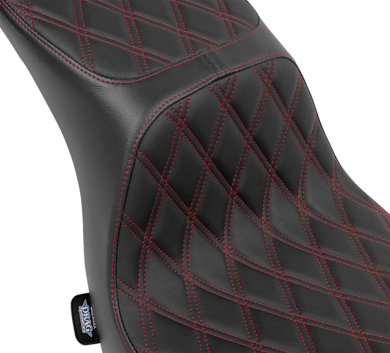 DRAG SPECIALTIES SEATS, DRAG SPECIALTIES SEATS Predator 2-Up Seat with Vinyl Cover and Red Stitching for FLSB/FXLRS 2018-2024 (Part #4688D)