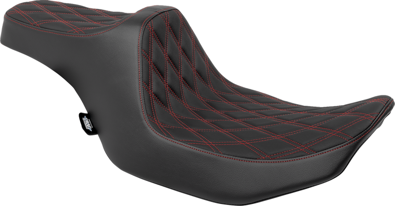 DRAG SPECIALTIES SEATS, Drag Specialties Seats Predator III Seat with Double Diamond Red Stitching for FLT/FLH 2023-2024, Part No. 4686D
