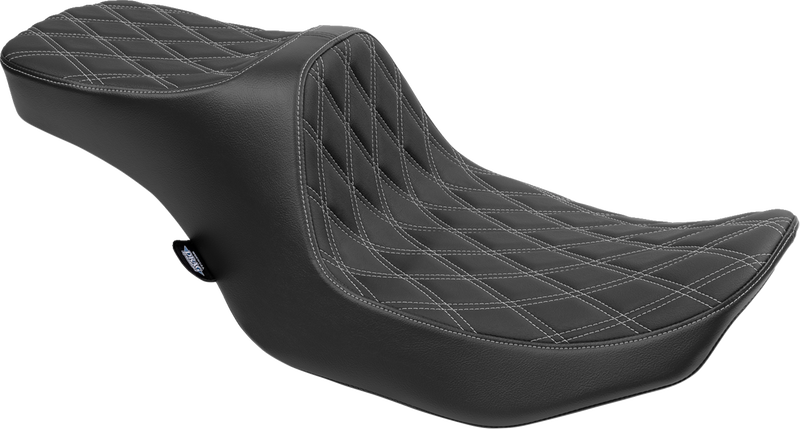 DRAG SPECIALTIES SEATS, Drag Specialties Seats Predator III 2-Up Seat for FLT/FLH 2023-2024 – Vinyl with Silver Stitching, Double Diamond Design, Part #4690C