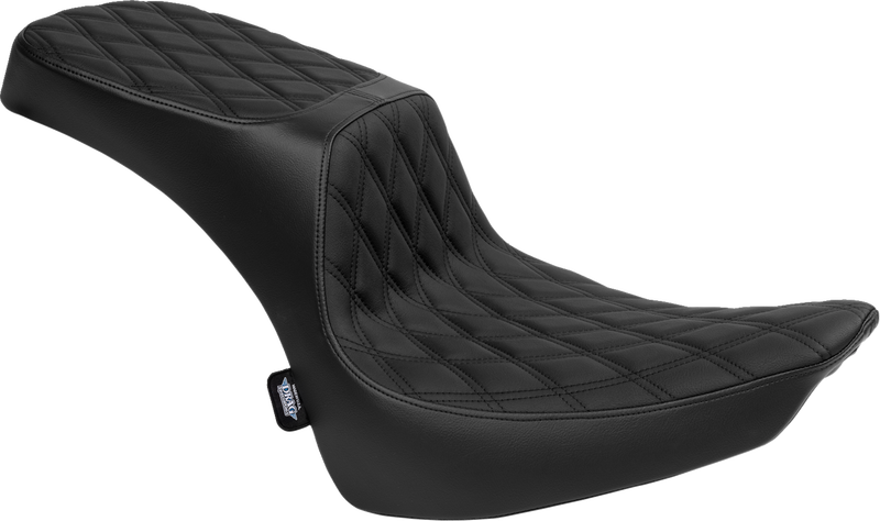DRAG SPECIALTIES SEATS, DRAG SPECIALTIES SEATS Performance Predator 2-Up Seat for Harley FL 2000-2017, Black Vinyl with Double Diamond Stitching (Part 4689B)