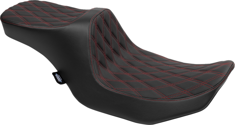 DRAG SPECIALTIES SEATS, DRAG SPECIALTIES SEATS Predator III 2-Up Seat - Vinyl with Double Diamond Pattern and Red Stitching for FLT/FLH 2023-2024 (Part Number 4690D)