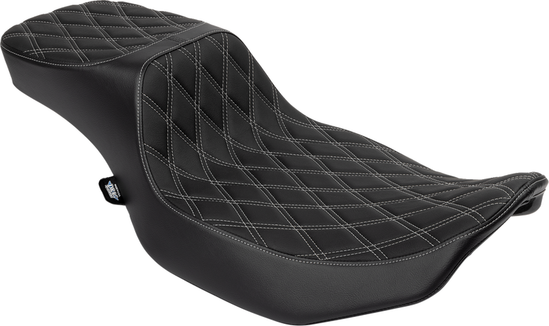 DRAG SPECIALTIES SEATS, Drag Specialties Seats Performance Predator 2-Up Seat with Extended Reach - Silver Double Diamond Stitch, Part Number 4691C