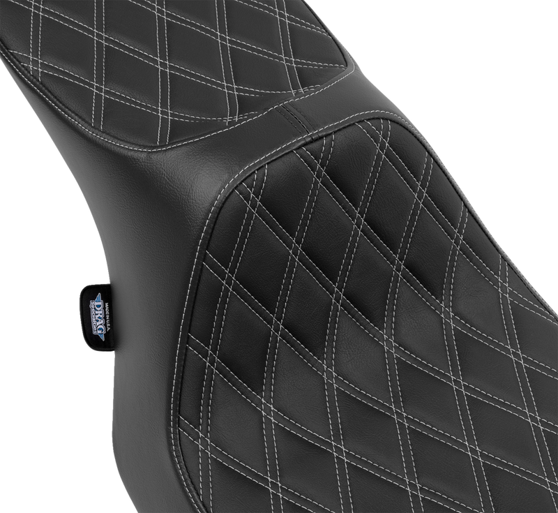 DRAG SPECIALTIES SEATS, Drag Specialties Seats Predator III 2-Up Seat for FLT/FLH 2023-2024 – Vinyl with Silver Stitching, Double Diamond Design, Part #4690C