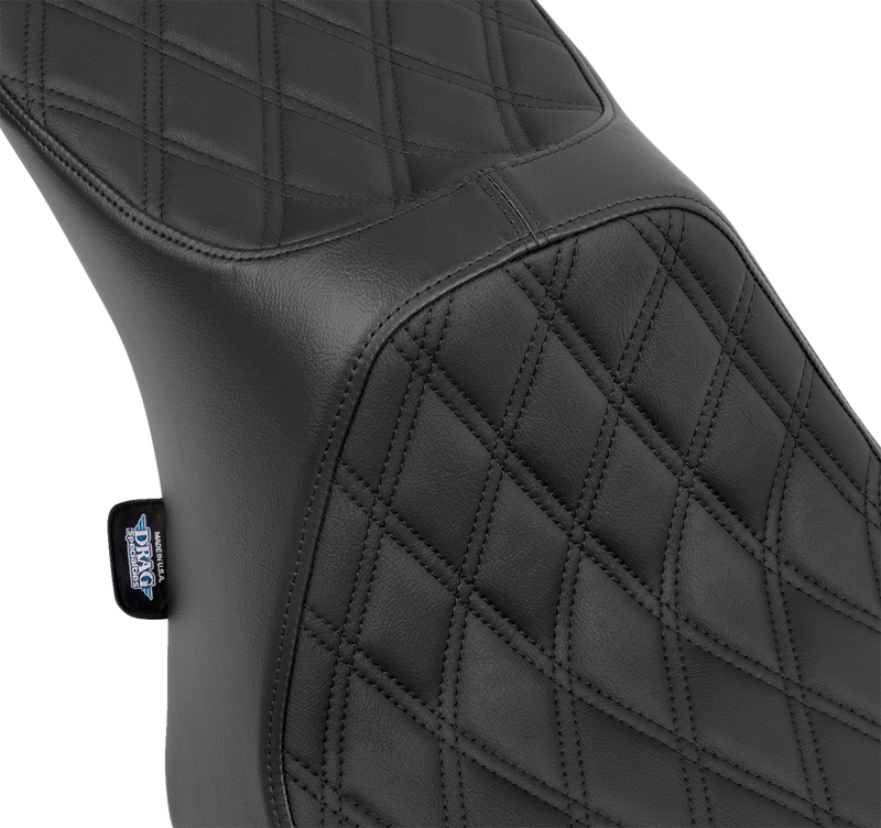 DRAG SPECIALTIES SEATS, DRAG SPECIALTIES SEATS Predator III 2-Up Seat for FLT/FLH 2023-2024 - Black Vinyl with Double Diamond Stitching, Part #4690B