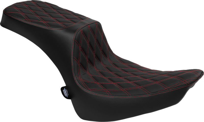 DRAG SPECIALTIES SEATS, DRAG SPECIALTIES SEATS Performance Predator 2-Up Seat - Vinyl - Double Diamond - Red Thread - FL '00-'17 4689D