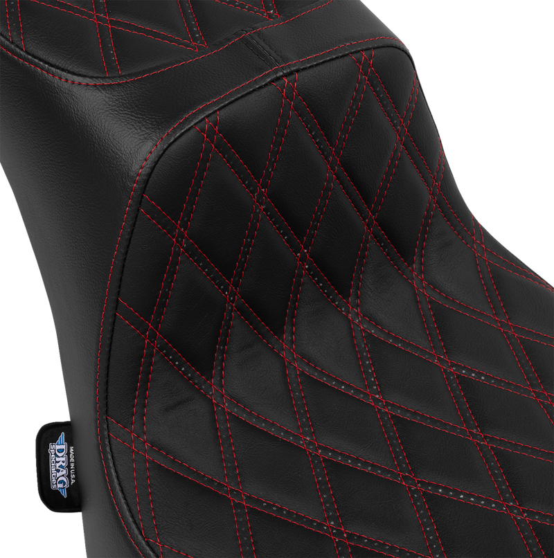 DRAG SPECIALTIES SEATS, DRAG SPECIALTIES SEATS Performance Predator 2-Up Seat - Vinyl - Double Diamond - Red Thread - FL '00-'17 4689D