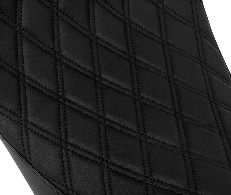 Drag Specialties Seats Solo Front Seat for Harley FL 2008-2023, Double Diamond Pattern with Black Stitching and Optional Backrest - Part 4699B