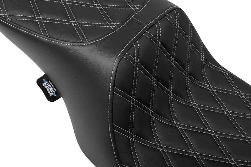 DRAG SPECIALTIES SEATS, Drag Specialties Seats Predator 2-Up Seat for Harley FL 1997-2007 with Double Diamond Vinyl and Silver Stitching (Part #4695C)
