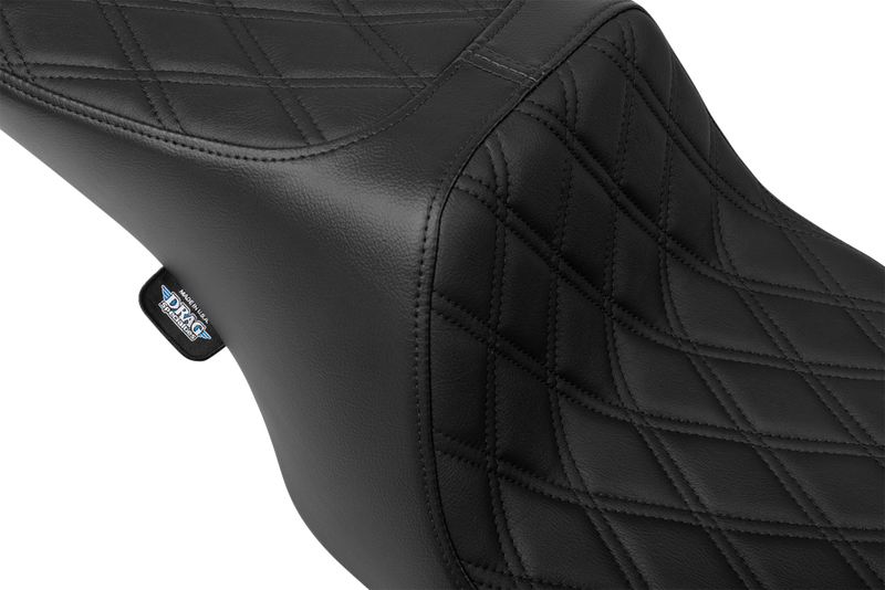 DRAG SPECIALTIES SEATS, Drag Specialties Seats Predator 2-Up Seat for Harley FL 1997-2007, Vinyl Double Diamond Black Stitching (Part #4695B)