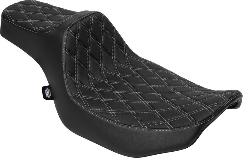 DRAG SPECIALTIES SEATS, DRAG SPECIALTIES SEATS Predator III Extended Reach Seat for FLT/FLH 2023-2025, Silver Double Diamond Stitch, Part #4706C