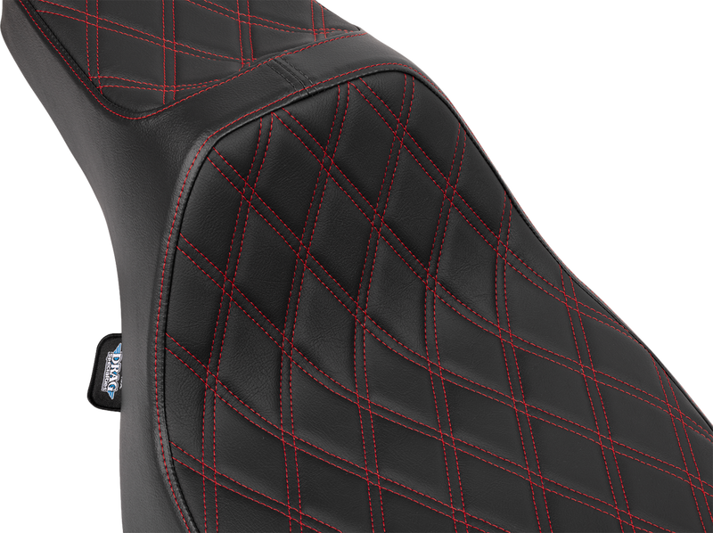 DRAG SPECIALTIES SEATS, Drag Specialties Seats Predator III Extended Reach Seat for FLT/FLH 2023-2025, Red Double Diamond Stitch