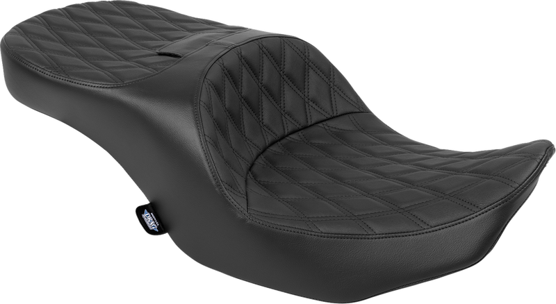 Drag Specialties Seats Forward Position Freedom Seat 4715B for Harley FLH/FLT 2023-2025 – Black Vinyl with Double Diamond Stitch