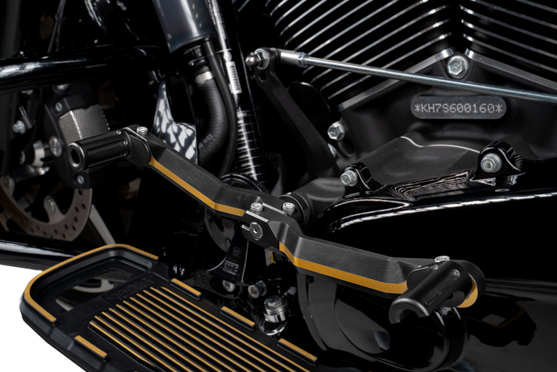 DRAG SPECIALTIES, DRAG SPECIALTIES Heel/Toe Shifter RCT-B007 - Adjustable Black and Gold Motorcycle Foot Controls