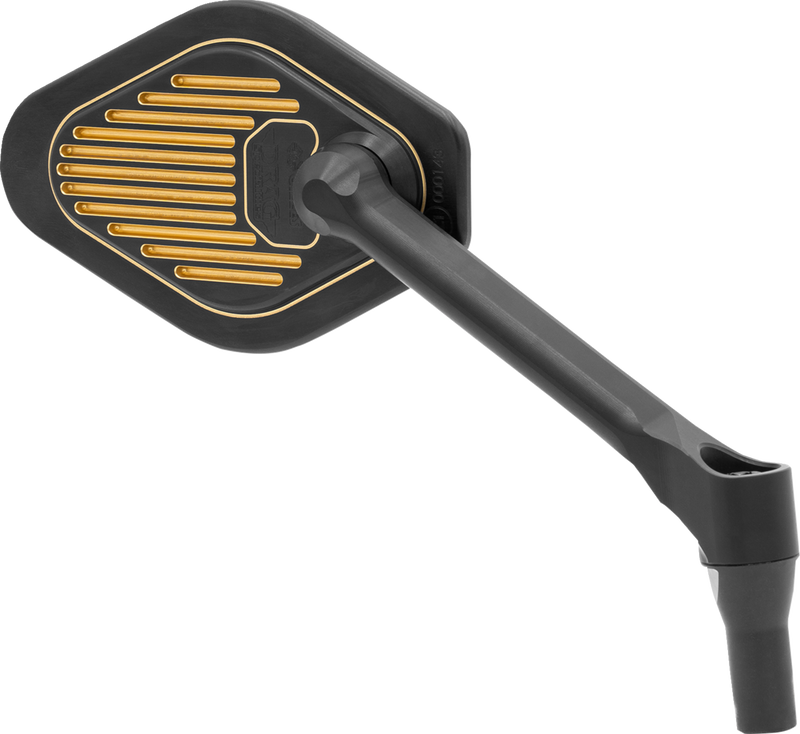DRAG SPECIALTIES M03-06R Adjustable Diamond Mirror for Harley-Davidson with Short Stem, Black/Gold Finish