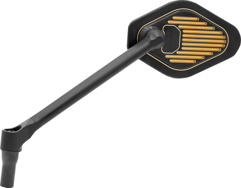 DRAG SPECIALTIES M03-12L Adjustable Diamond Mirror with Long Stem - Black/Gold Finish