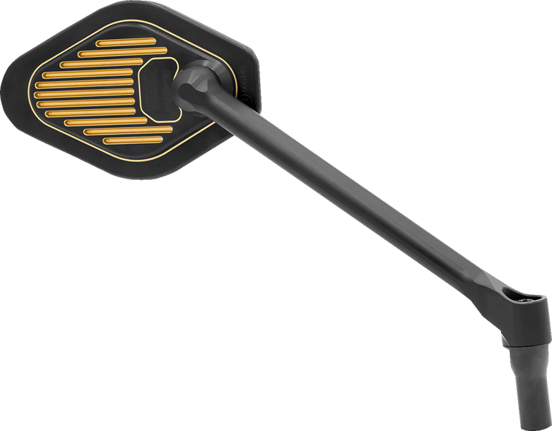 DRAG SPECIALTIES M03-12R Adjustable Diamond Mirror with Long Stem - Right Side, Black/Gold Finish