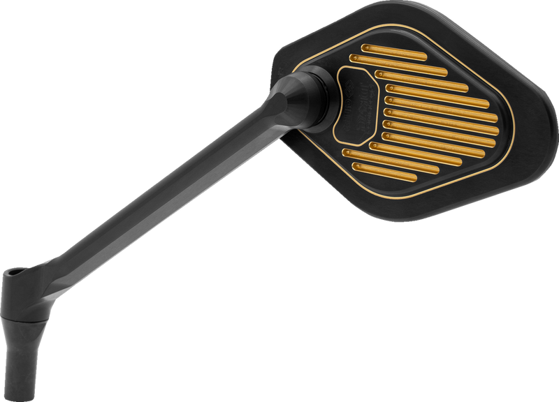 DRAG SPECIALTIES M03-12L Adjustable Diamond Mirror with Long Stem - Black/Gold Finish