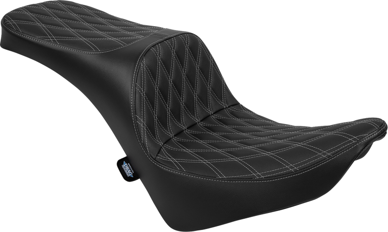 DRAG SPECIALTIES SEATS, DRAG SPECIALTIES SEATS Freedom Seat for FL/FX 2018-2025 - Vinyl Double Diamond Silver Stitch, Part Number 4719C