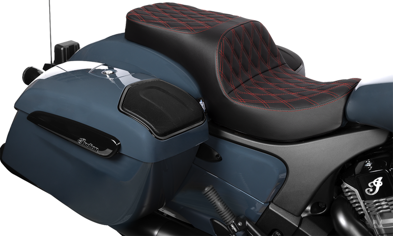 DRAG SPECIALTIES SEATS, Drag Specialties Seats Freedom Seat for Challenger 2020-2025 & Chieftain 2025 with Double Diamond Red Stitch by DRAG SPECIALTIES SEATS Part 4722D