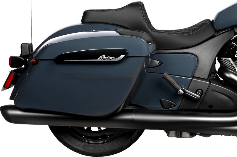 DRAG SPECIALTIES SEATS, Drag Specialties Seats Predator III 2-Up Seat for Chieftain '25 and Challenger '20-'25 - Vinyl with Double Diamond Pattern and Silver Stitch - Part Number 4720C