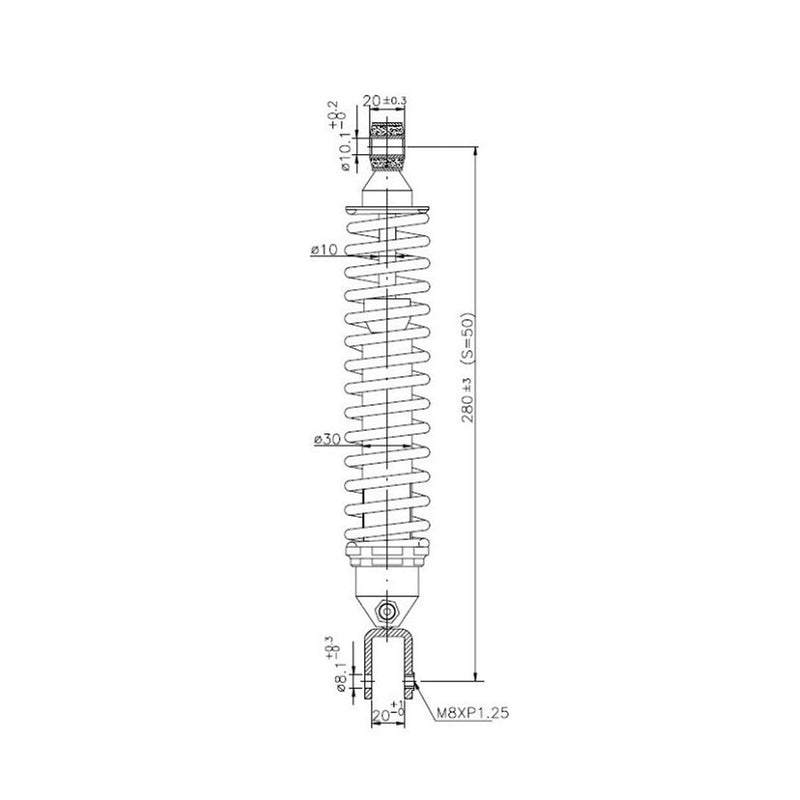 Forsa 280mm Performance Adjustable Gas Shock