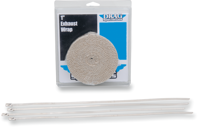 Drag Specialties 525-2002 Exhaust Heat Wrap Kit with Ties - Tan, 1 inch x 25 feet
