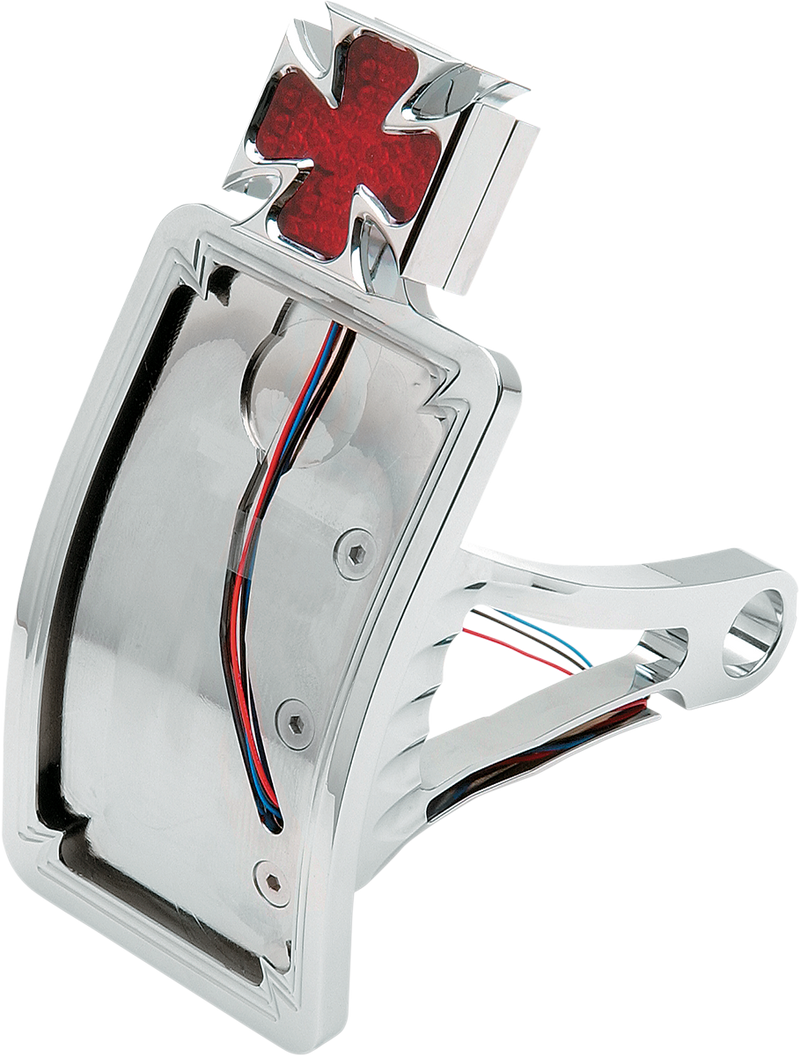 DRAG SPECIALTIES Maltese Cross Side Mount Curved Vertical Taillight and License Plate P28-6167