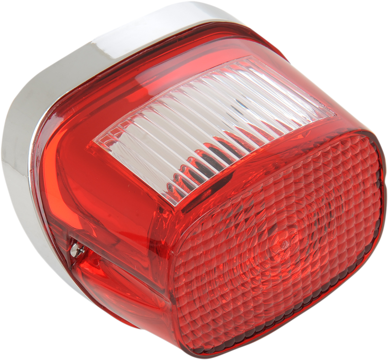 Drag Specialties 1999-2023 Taillight Assembly L24-0409DK with Chrome Base and Red Lens
