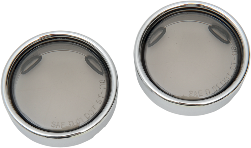 DRAG SPECIALTIES Smoke Lens with Chrome Bezel for Deuce and Deuce-Style Turn Signals (Part No. 12-0226-LM)