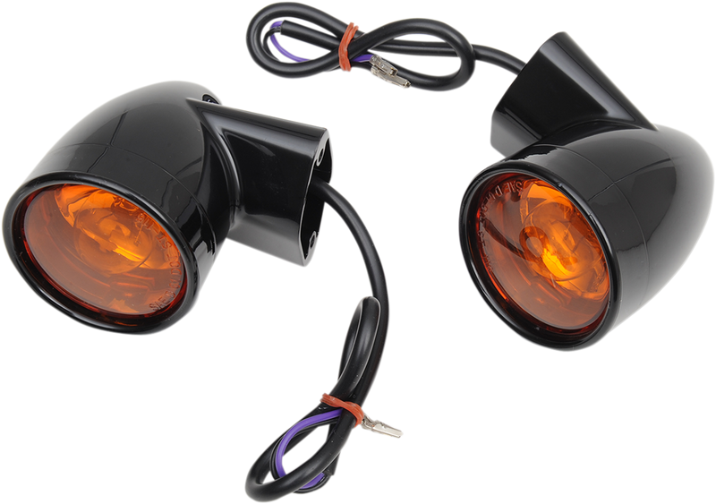DRAG SPECIALTIES Bullet Turn Signal Lights – Rear – Gloss Black Finish for Harley-Davidson 12-0224GBR-2