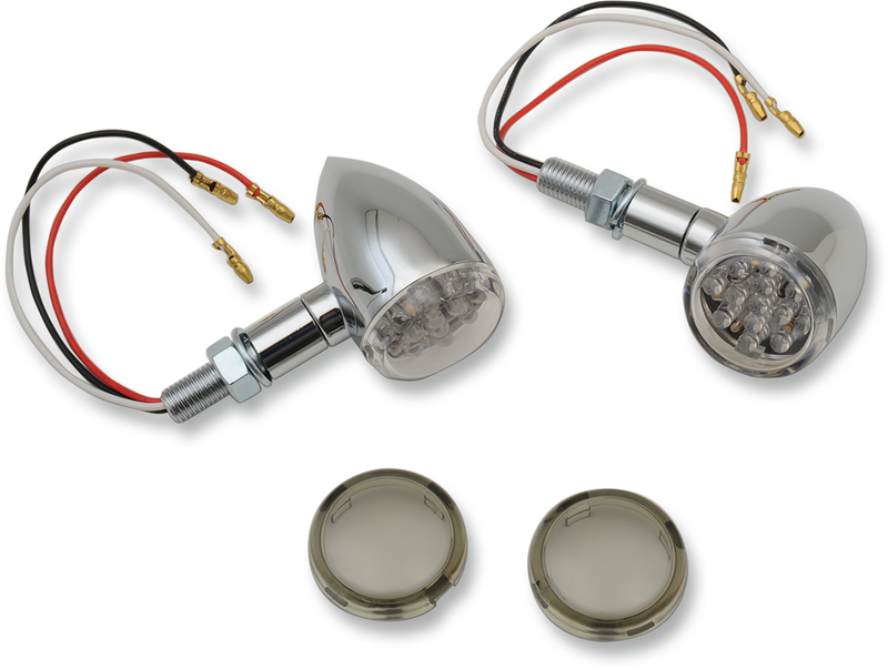 Drag Specialties LED Marker Lights with Smoke Lens - Chrome/Red, Part No. 20-6390C/MIRQ