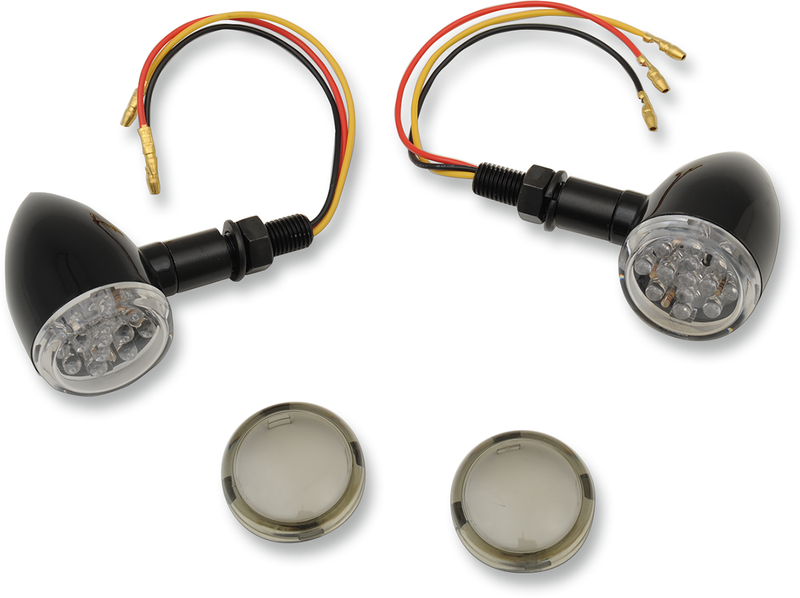 DRAG SPECIALTIES LED Marker Lights - Black/Amber Smoke Lens (Part No. 20-6390BC/MIQ)