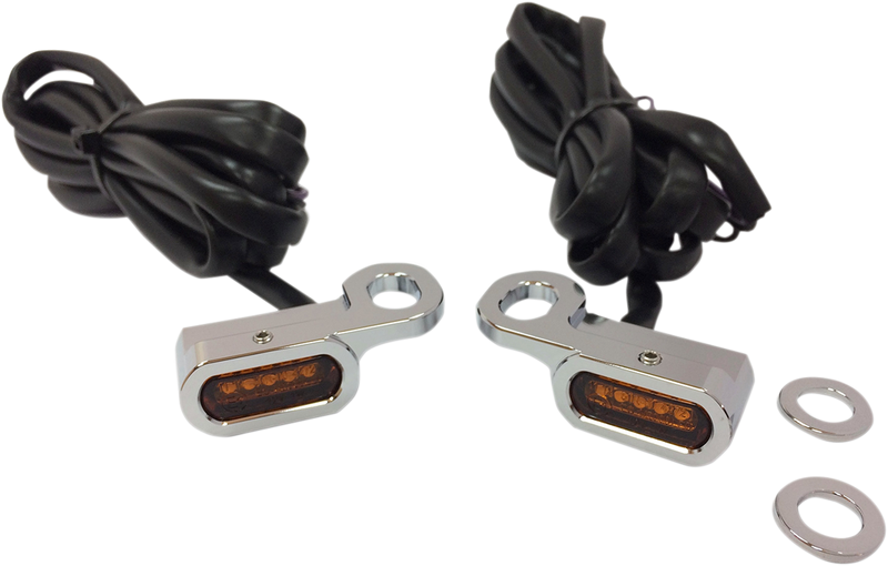 Drag Specialties LED Handlebar Marker Lights with Hydraulic Clutch – Chrome and Amber, Part L22-0229CAENU