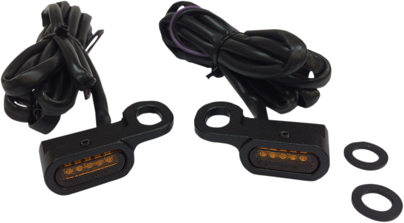 DRAG SPECIALTIES LED Handlebar Marker Lights with Hydraulic Clutch - Black and Amber L22-0229MBAENU