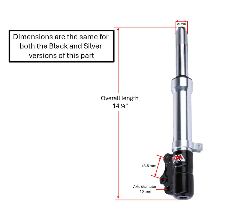 NCY 26mm Black Front Forks for Yamaha Jog 50 / 139QMB