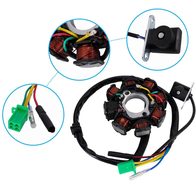 Universal Parts GY6 125/150cc 8-Coil AC Stator Assembly