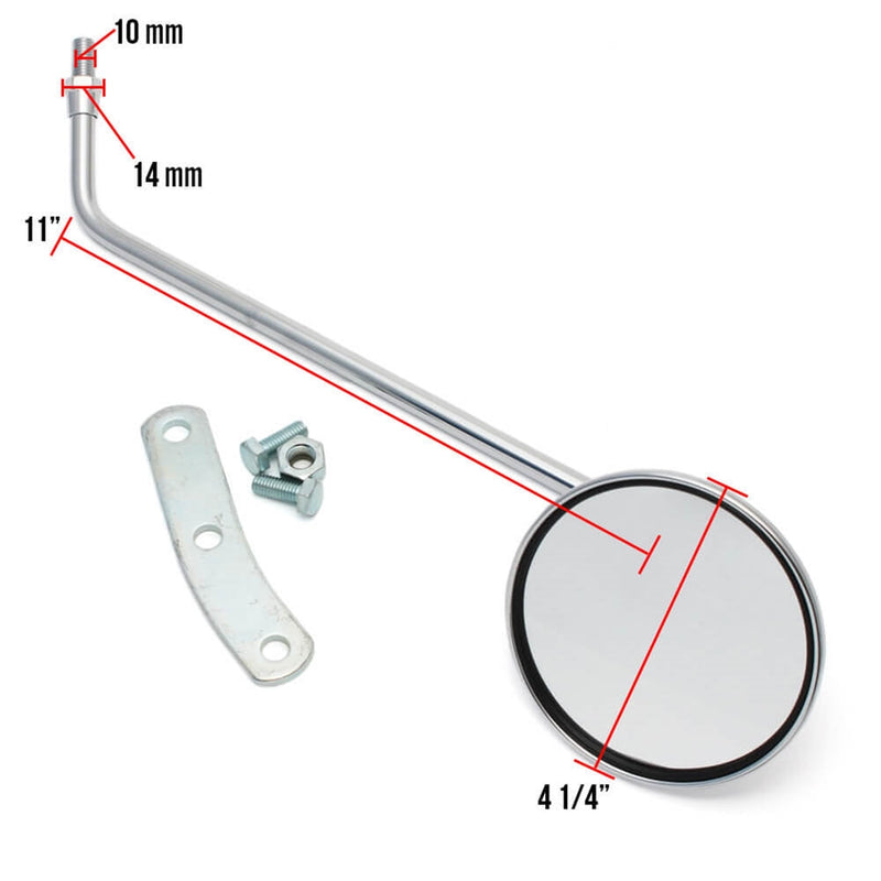 Chrome Round Left Mirror: Vespa Vintage & Stella