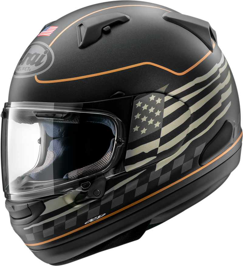 ARAI HELMETS, ARAI HELMETS Signet-X US Flag Black Frost Helmet - Narrow Fit with VAS Shield System