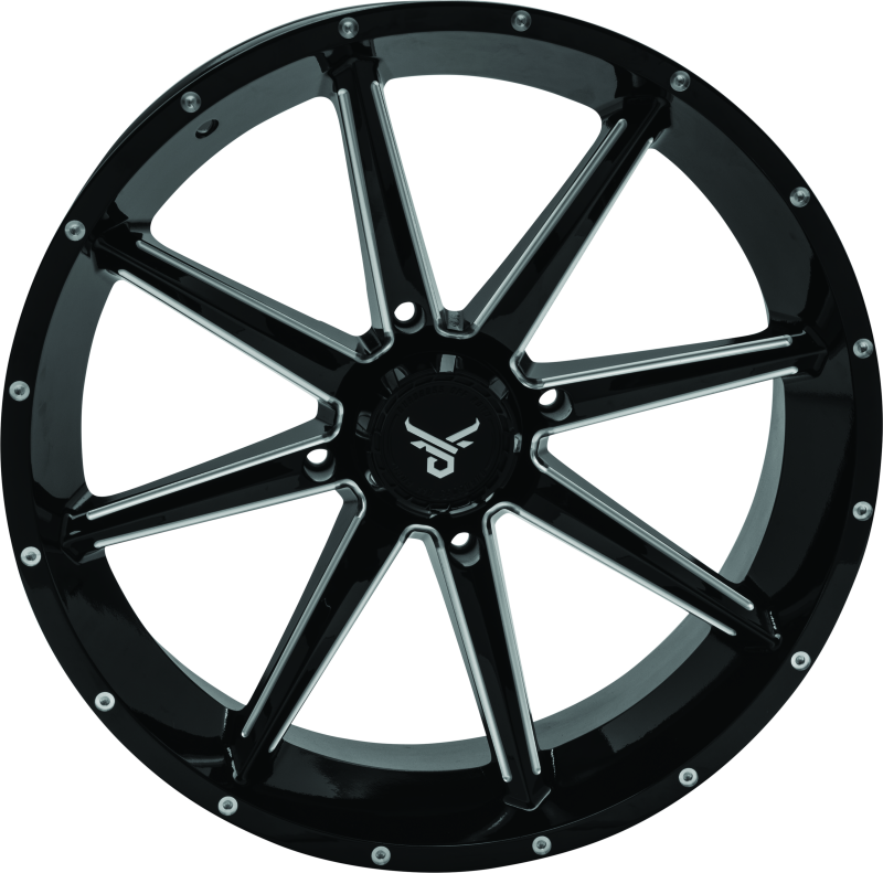 QuadBoss, QuadBoss Slicer 20x7 PowerSports Wheels with Limited Edition Bull Logo Center Caps