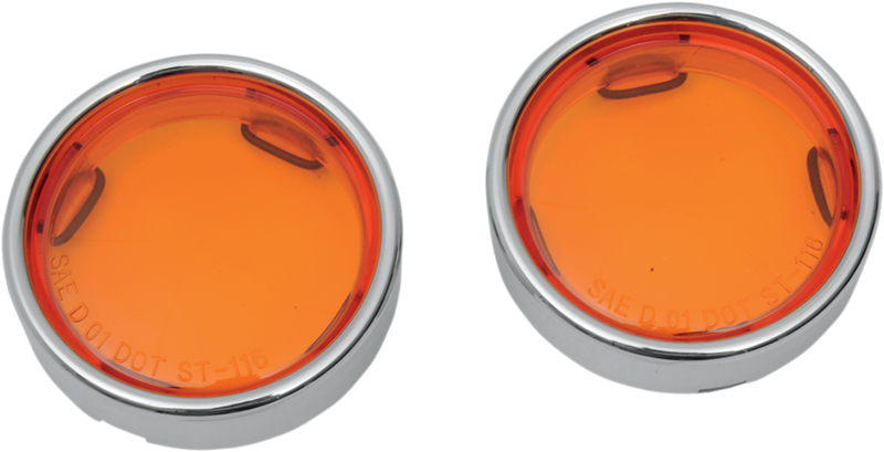 DRAG SPECIALTIES Amber Lens with Chrome Bezel for Deuce and Deuce-Style Turn Signals (Part 12-0224-LA)