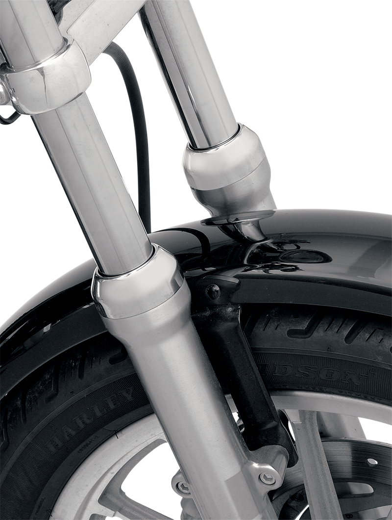 DRAG SPECIALTIES, Drag Specialties 74487 39mm Fork Boot Covers - Aluminum with Chrome Finish
