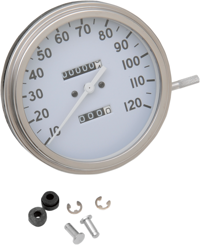 DRAG SPECIALTIES FL '36-'40 Style 2240:60 Speedometer - White Face Part 72394M