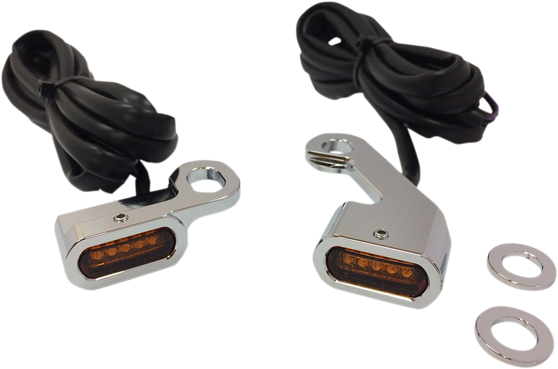 DRAG SPECIALTIES LED Handlebar Marker Lights - Chrome and Amber, Part #L22-0232CAENU